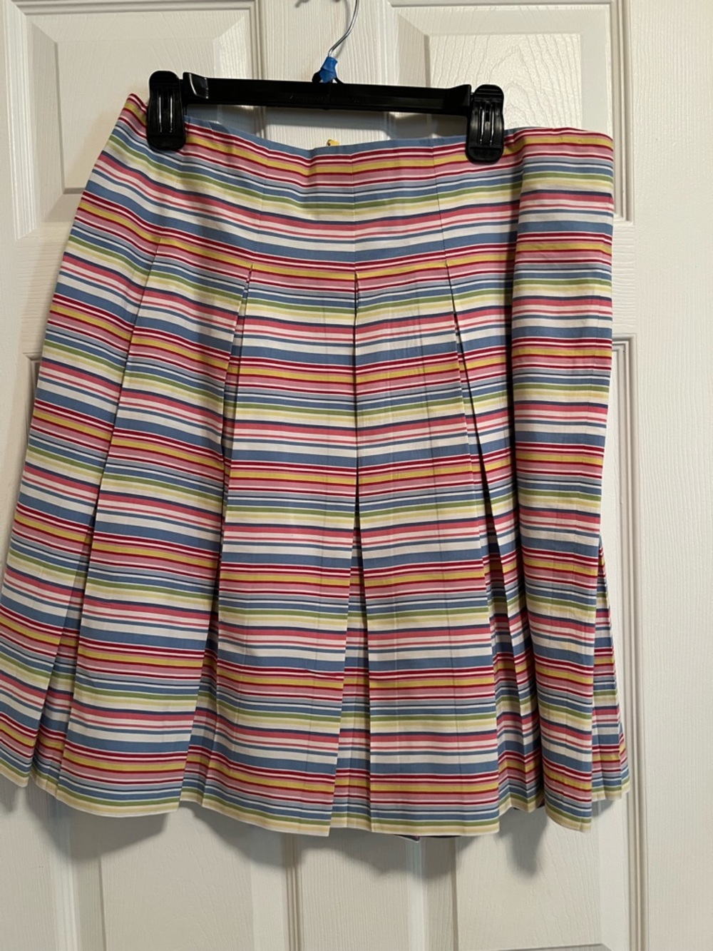 Talbots Multicolor Striped Pleated Skirt - Blue, Pink, Green, Yellow, White